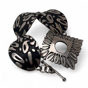 Vintage Alice Seely Pewter Southwestern Link Bracelet